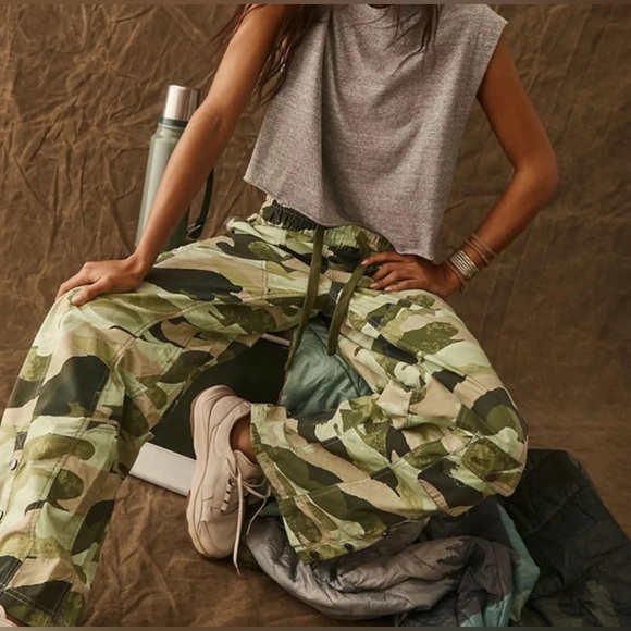 Free People Pants - NWOT Free People Movement Stadium Wide Leg Camouflage Athletic Hiking Pant